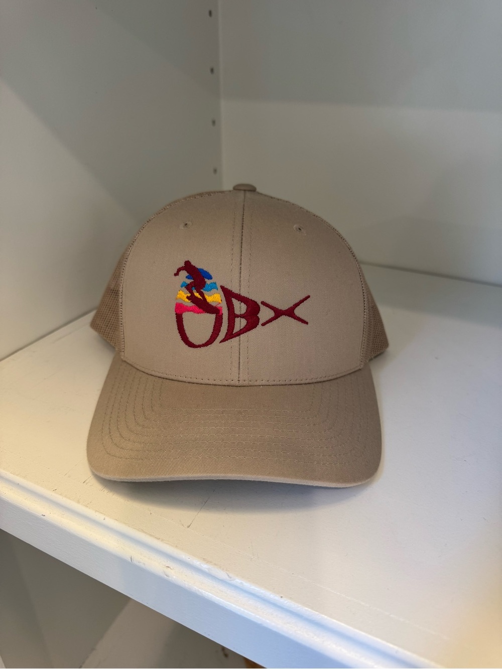 OBX Netflix Original Embroidered Trucker Cap in Khaki